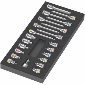 Wera 9723 Putuplasta ieliktnis Zyklop B 3/8 inch uzgriežņu un uzgaļu komplektam, 19 daļas