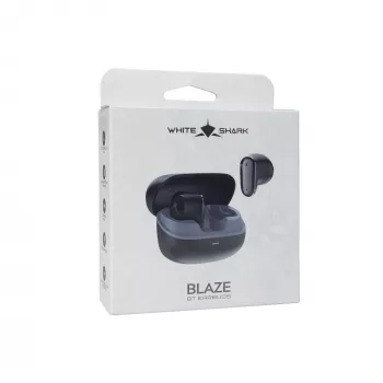 White Shark BLAZE-B GEB-TWS-201 True Wireless Bluetooth 5.1 austiņas ar uzlādes futrāli, IPX4 ūdensizturība, skārienvadība, melnas