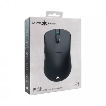 White Shark BORS-B WGM-5021 bezvadu spēļu pele, 12000 DPI, 2.4GHz, RGB, melna