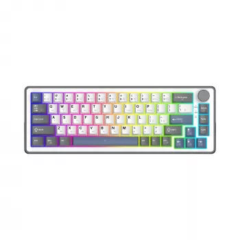 White Shark EXCALIBUR M mehāniskā tastatūra (GK-009251) ar Outemu Blue slēdžiem, RGB apgaismojumu, US izkārtojumu, balta