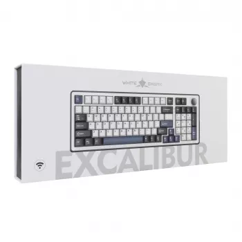 White Shark EXCALIBUR-W mehāniskā spēļu tastatūra, 75% izkārtojums, KTT Wine Red Hot-Swap, Per-Key RGB, vadu, balta