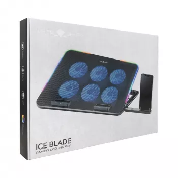 White Shark ICE BLADE GCP-96 Divu Ventilatoru Klēpjdatora Dzesēšanas Paliktnis ar Zilu LED, Atbalsta līdz 17 collām, 5 Regulējamas Pozīcijas