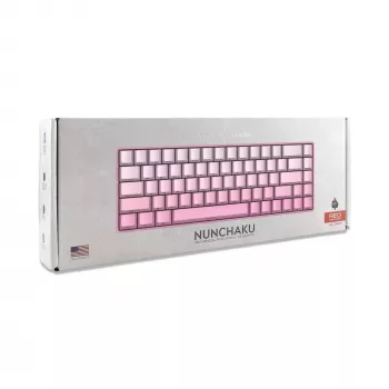 White Shark NUNCHAKU-P-US-RED.SW TKL mehāniskā spēļu tastatūra – 87 taustiņi, Outemu Red slēdži, RGB fona apgaismojums, rozā