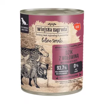 WIEJSKA ZAGRODA Forest Flavors Wild Boar with Beef - Slapjā barība suņiem - 800g