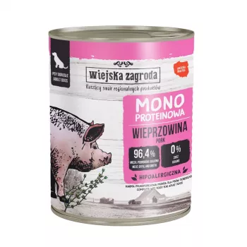 WIEJSKA ZAGRODA Mono cūkgaļas mitrā suņu barība 800 g