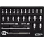 Wiha 44740 1/2 collu uzgriežņu atslēgu komplekts, 39 gab. ar smalkzobu sprūdratu, sešstūra un TORX E-profila, hroma-vanādija, 10-32mm / E10-E24, DIN 3120