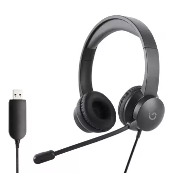 WINX CALL Clear USB austiņas WX-HS104 - trokšņu slāpējošs mikrofons, on-ear, USB-A, melns
