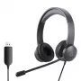 WINX CALL Clear USB austiņas WX-HS104 - trokšņu slāpējošs mikrofons, on-ear, USB-A, melns