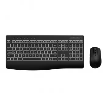 WINX DO Business bezvadu tastatūras un peles komplekts ar fona apgaismojumu - pilna izmēra, uzlādējams, klusas šķērveida taustiņu, regulējams DPI, USB-C uzlāde, melns