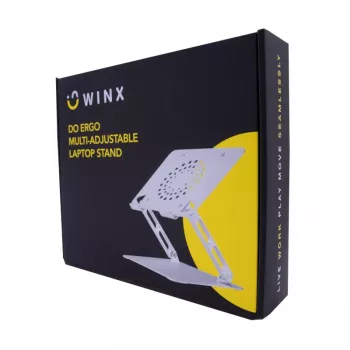 WINX DO Ergo daudzpozīciju klēpjdatora statīvs, alumīnijs, sudrabs, 10-17 inch, salokāms, regulējams augstums un leņķis