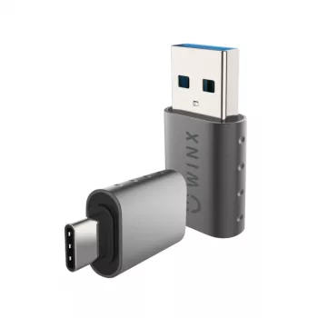 WINX LINK Simple Type-C un USB adapteru komplekts – USB-C vīriešu uz USB-A sieviešu un USB-A vīriešu uz USB-C sieviešu, USB 2.0, 480 Mbps, kosmosa pelēks