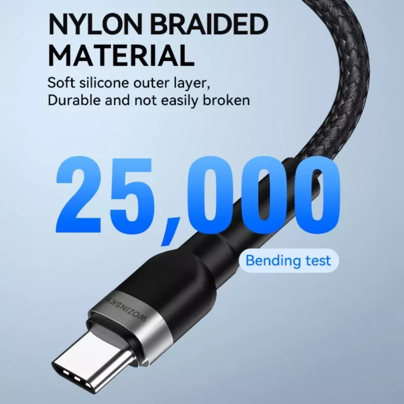 Wozinsky 1 m USB-C to USB-C Cable 60W PD Fast Charging & Data Sync Black