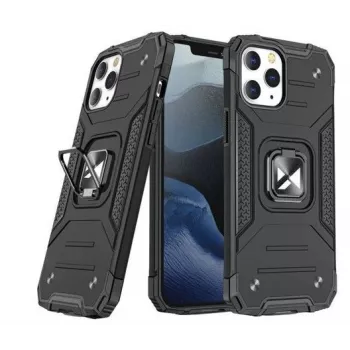 Wozinsky Apple iPhone 12 Pro Max Ring Armor maciņš ar statīvu - izturīgs aizsargvāciņš, melns