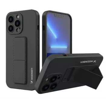 Wozinsky Apple iPhone 13 Pro Max Kickstand vāciņš silikona ar statīvu melns