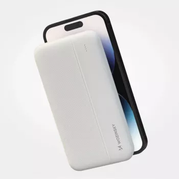 Wozinsky WPBWE1 10000 mAh portatīvais akumulators ar diviem USB portiem, baltā krāsā