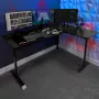 X Rocker 2022068 L-veida stūra spēļu galds ar RGB LED apgaismojumu, oglekļa šķiedras efekts, melns