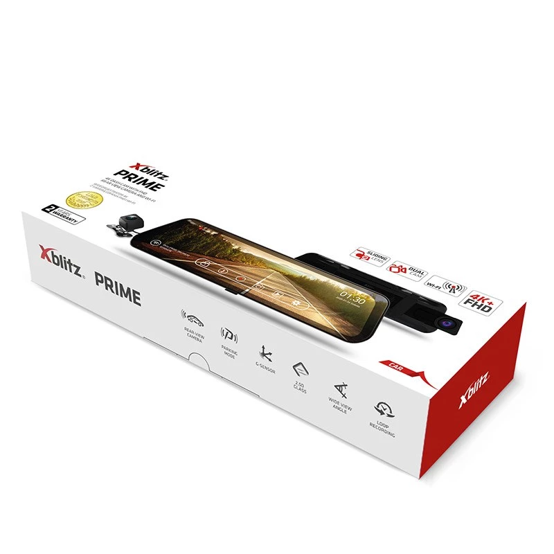 XBLITZ Prime Spoguļa Dashcam ar FHD aizmugures kameru un Wi-Fi
