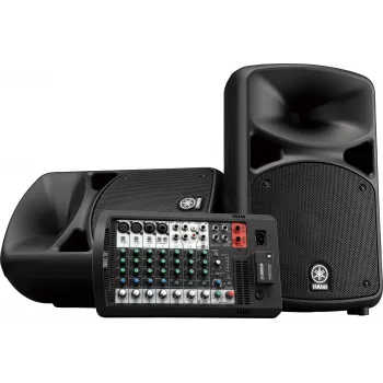 Yamaha STAGEPAS 600BT portatīvā PA sistēma ar 8 kanālu mikseri un diviem 10 collu skaļruņiem