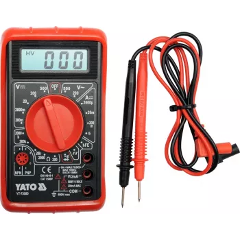 Yato YT-73080 digitālais multimetrs ar fona apgaismojumu, manuālo diapazonu, CAT II 600V