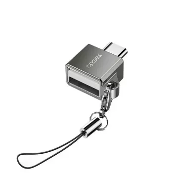 YESIDO GS08 Mini alumīnija sakausējuma USB Type-C OTG adapteris ar karšu lasītāju - Melns