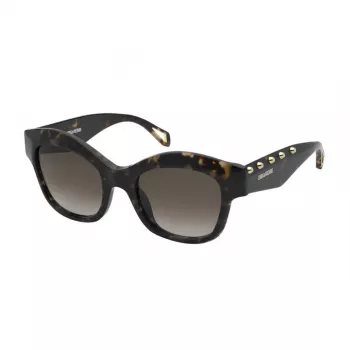 ZADIG & VOLTAIRE SZV410-5204BL Sieviešu taisnstūrveida acetāta saulesbrilles - Melns rāmis, pelēkas lēcas 52mm