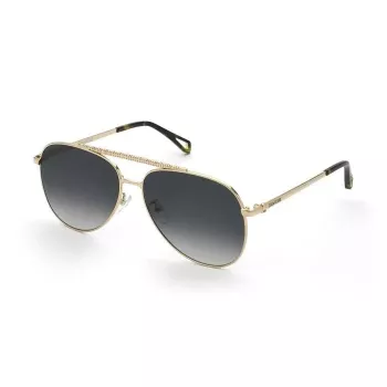 ZADIG & VOLTAIRE SZV415-600300 Vīriešu taisnstūra saulesbrilles, melns rāmis, pelēkas lēcas, 60/17/140 mm