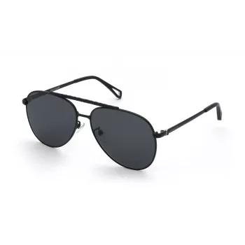 ZADIG & VOLTAIRE SZV415-600531 Unisex Square Sunglasses, Black Acetate Frame, Grey Polycarbonate Lenses, UV400 Protection