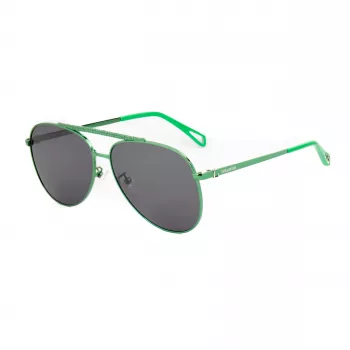 ZADIG & VOLTAIRE SZV415-600G09 Sieviešu taisnstūra saulesbrilles - melns acetāta rāmis, pelēka polikarbonāta lēca, UV400 aizsardzība