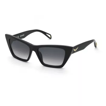 ZADIG & VOLTAIRE sieviešu saulesbrilles SZV419-550700 melns acetāts kvadrātveida rāmis pelēks gradients lēcas 55mm
