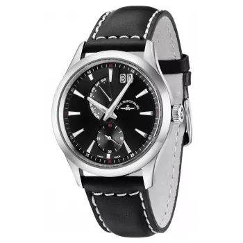 ZENO MAN 6662-7004Q-G1 Šveices kvarca pulkstenis vīriešiem, 42mm, melns ciparnīca, ādas siksniņa
