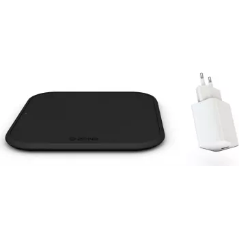 Zens Single Wireless Charger Combi Pack USB - Qi sertificēts 10W ātrās uzlādes paliktnis ar 12W sienas adapteri, melns