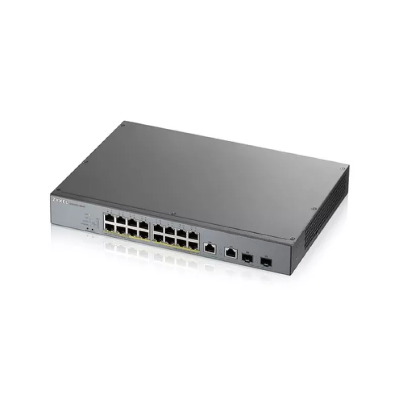 ZyXEL GS1350-18HP-EU0101F Smart Managed Gigabit PoE+ Switch ar 16 PoE+ portiem un 2 SFP augšupsaitēm, 250W budžets