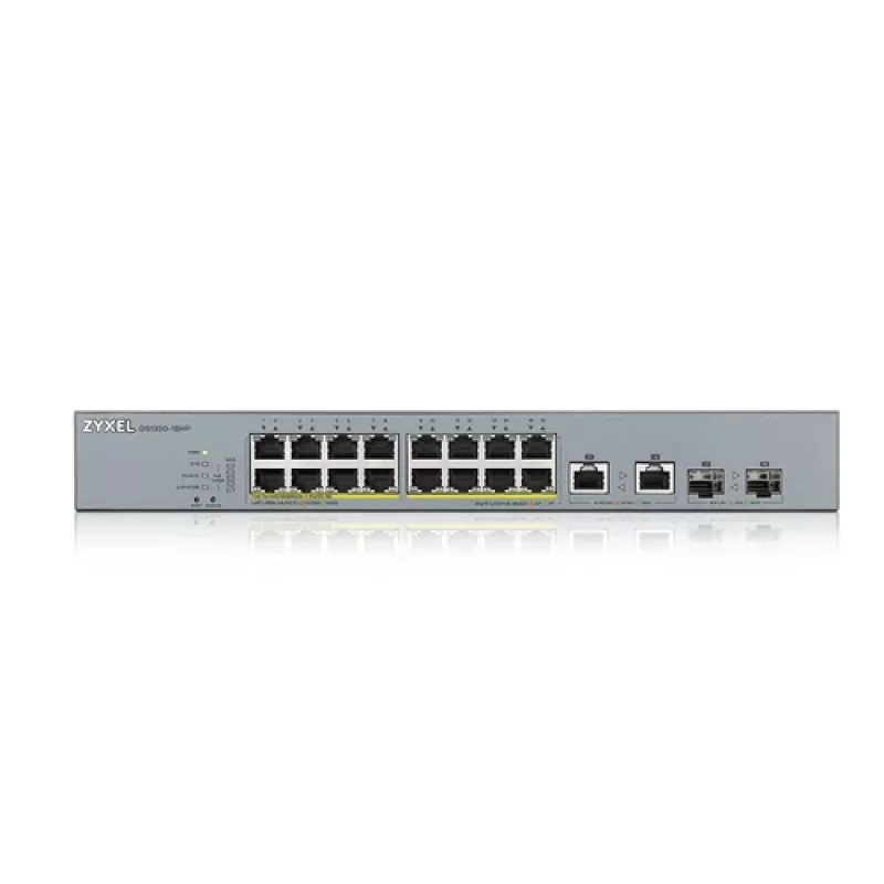 ZyXEL GS1350-18HP-EU0101F Smart Managed Gigabit PoE+ Switch ar 16 PoE+ portiem un 2 SFP augšupsaitēm, 250W budžets