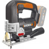 WORX WX543.9 20V bezvada figūrzāģis ar 4 svārsta režīmiem, bez instrumentiem maināmu asmeni, LED apgaismojumu, griešanas dziļums kokā 80 mm