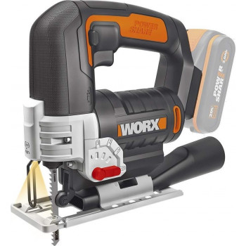 WORX WX543.9 20V bezvada figūrzāģis ar 4 svārsta režīmiem, bez instrumentiem maināmu asmeni, LED apgaismojumu, griešanas dziļums kokā 80 mm