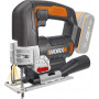 WORX WX543.9 20V bezvada figūrzāģis ar 4 svārsta režīmiem, bez instrumentiem maināmu asmeni, LED apgaismojumu, griešanas dziļums kokā 80 mm