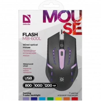 Pele DEFENDER FLASH MB-600L optiskā LED 1200dpi 3 pogas