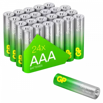 GP Super Alkaline AAA baterijas 1,5V — 24 iepakojums (03024AETA-B24)