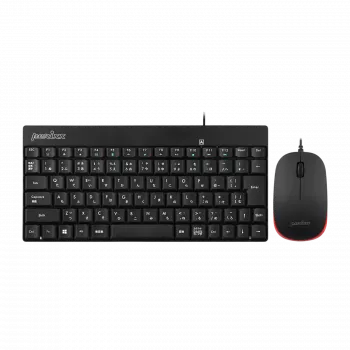 Perixx PERIDUO-212 DE, mini USB tastatūras un peles komplekts, melns