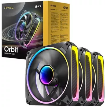 Antec Orbit 120 ARGB PWM 3-Pack korpusa ventilatori - Melns