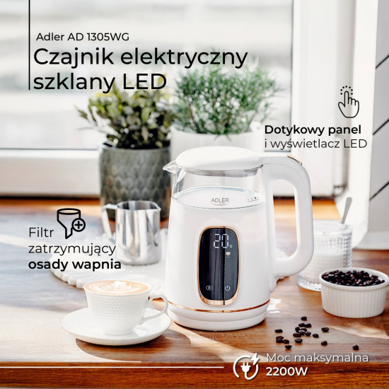 1.7L Kettle with LED Display, Temperature Control AD 1305WG