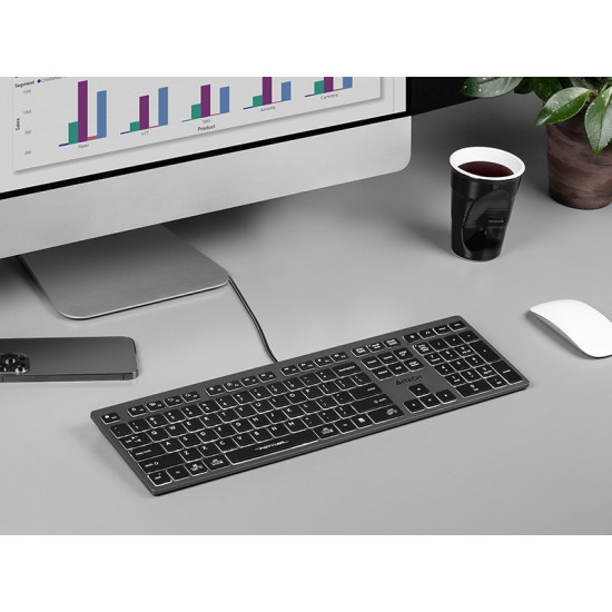 A4Tech FSTYLER FX60H (White Backlit) keyboard USB QWERTY Black, Grey A4Tech FSTYLER FX60H (White Backlit) keyboard USB QWERTY Black, Grey