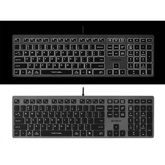 A4Tech FSTYLER FX60H (White Backlit) keyboard USB QWERTY Black, Grey A4Tech FSTYLER FX60H (White Backlit) keyboard USB QWERTY Black, Grey