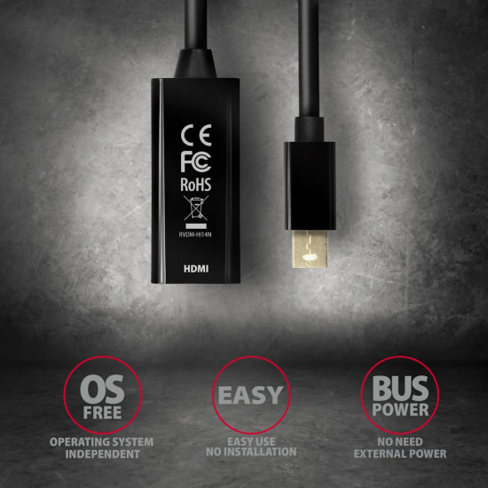 AXAGON RVDM-HI14N activ e adapter MiniDP to HDM AXAGON RVDM-HI14N activ e adapter MiniDP to HDM