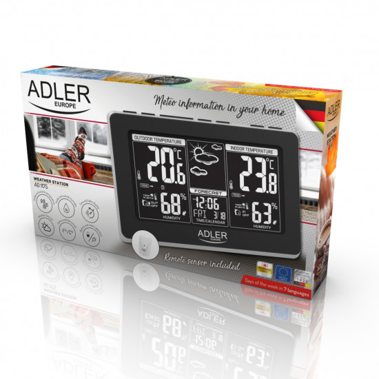 Adler | Weather station | AD 1175 | Black | White Digital Display