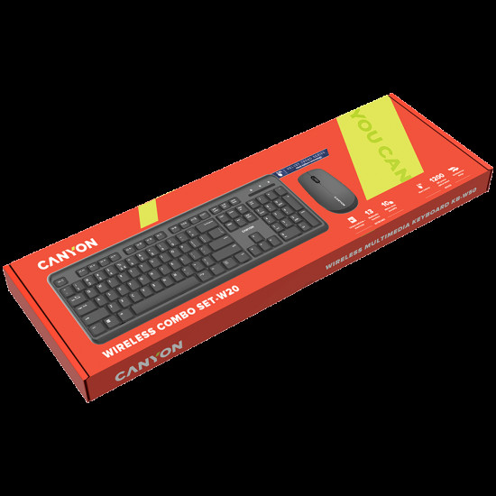 CANYON SET-W20 UK/US Keyboard+Mouse Velvet Wireless Black CANYON SET-W20 UK/US Keyboard+Mouse Velvet Wireless Black