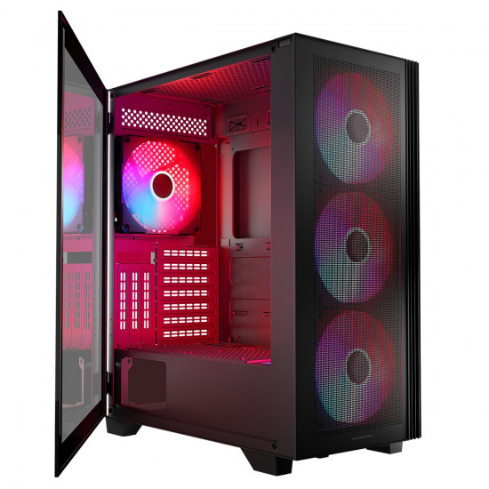 Black CASE MISTRAL ARGB FLOW MIDI USB 3.0x2 Black CASE MISTRAL ARGB FLOW MIDI USB 3.0x2
