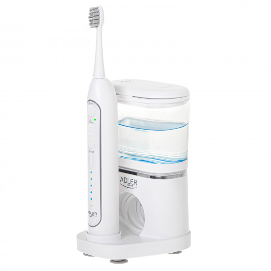 Adler | 2-in-1 Water Flossing Sonic Brush | AD 2180w | Rechargeable | For adults | Number of brush heads included 2 | Number of teeth brushing modes 1 | White Adler | 2-in-1 Water Flossing Sonic Brush | AD 2180w | Rechargeable | For adults | Number of brush heads included 2 | Number of teeth brushing modes 1 | White