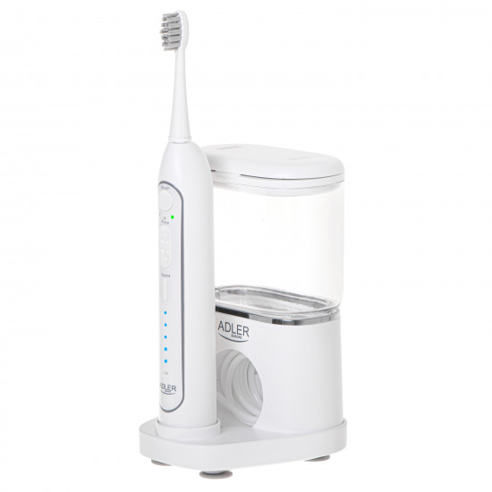 Adler | 2-in-1 Water Flossing Sonic Brush | AD 2180w | Rechargeable | For adults | Number of brush heads included 2 | Number of teeth brushing modes 1 | White Adler | 2-in-1 Water Flossing Sonic Brush | AD 2180w | Rechargeable | For adults | Number of brush heads included 2 | Number of teeth brushing modes 1 | White