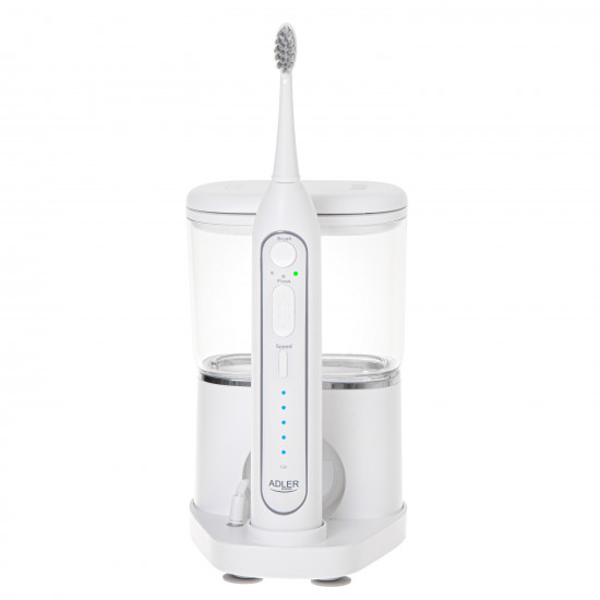 Adler | 2-in-1 Water Flossing Sonic Brush | AD 2180w | Rechargeable | For adults | Number of brush heads included 2 | Number of teeth brushing modes 1 | White Adler | 2-in-1 Water Flossing Sonic Brush | AD 2180w | Rechargeable | For adults | Number of brush heads included 2 | Number of teeth brushing modes 1 | White